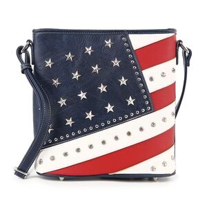 Patriotic Stars & Stripes Purse Crossbody Bag. American Flag Crossbody